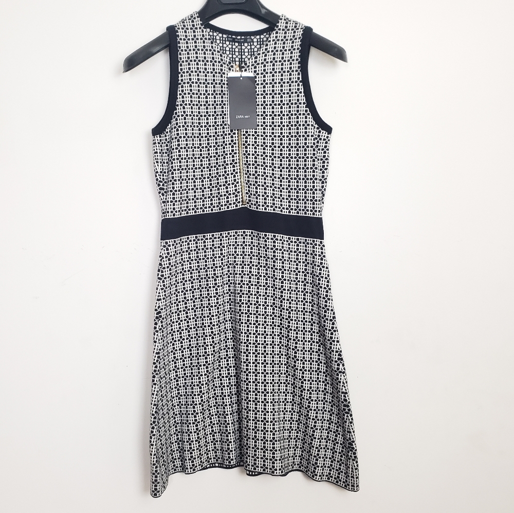 Zara Knit Black and White Dress